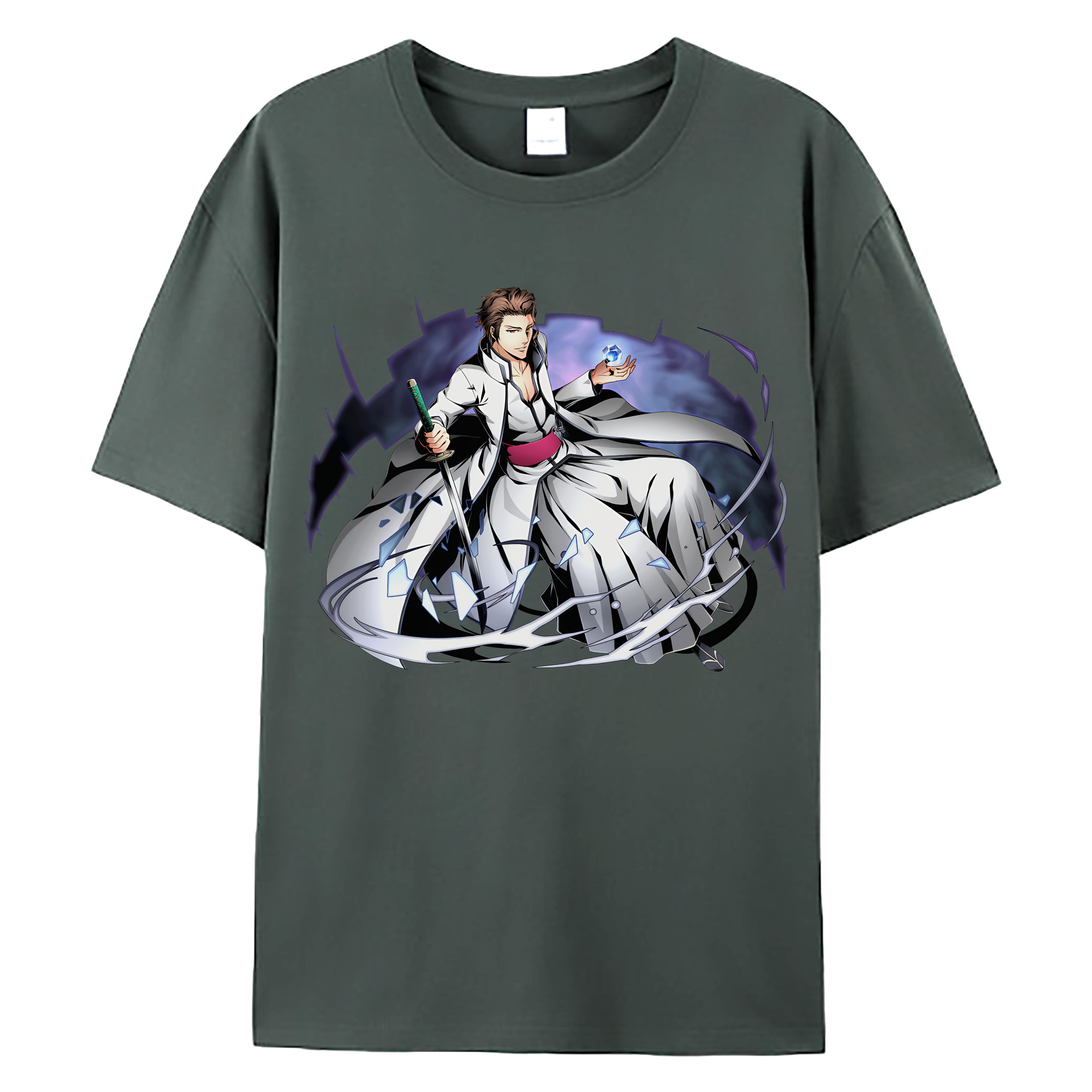 （画像用） ブリーチ 藍染 惣右介（あいぜん そうすけ） BLEACH Aizen Sousuke 綿100％ メンズ半袖Tシャツ｜肌触りやわらか＆通気性